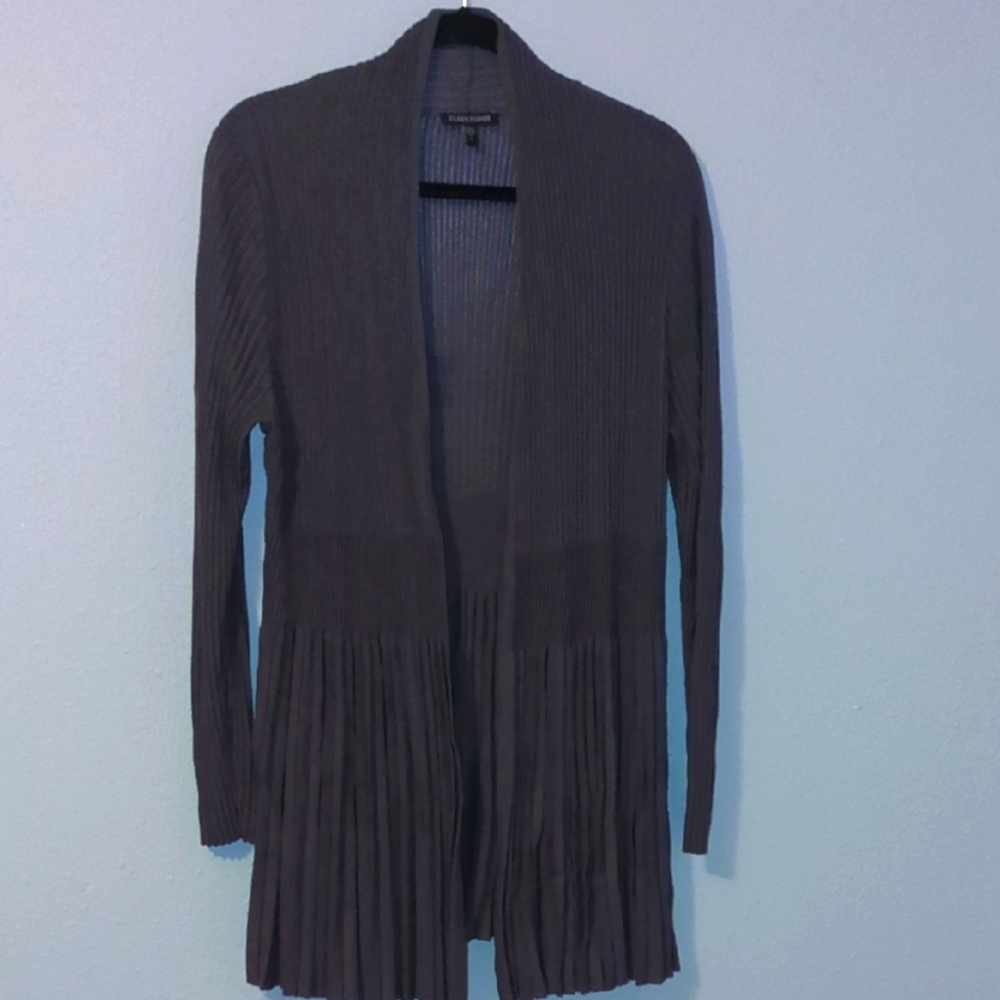 Eileen Fisher Gray Open-Front Cardigan